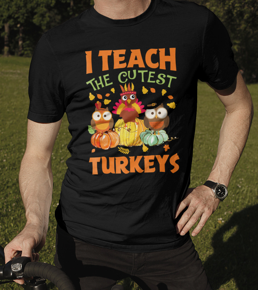 I Teach The Cutest Turkeys With Colorful Owls And Pumpkins T-Shirt