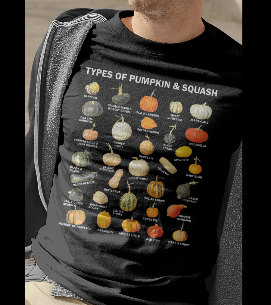 Types Of Pumpkin And Squash Carnival To Mark's Stripe Autumn Harvest T-Shirt