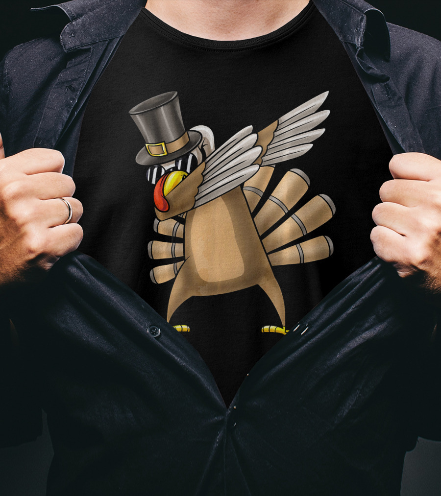 Top Hat Dabbing Turkey Thanksgiving T-Shirt