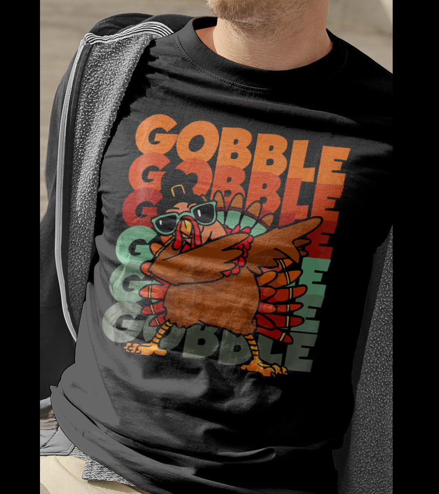 Gobble Gobble Dabbing Turkey With Sunglasses T-Shirt