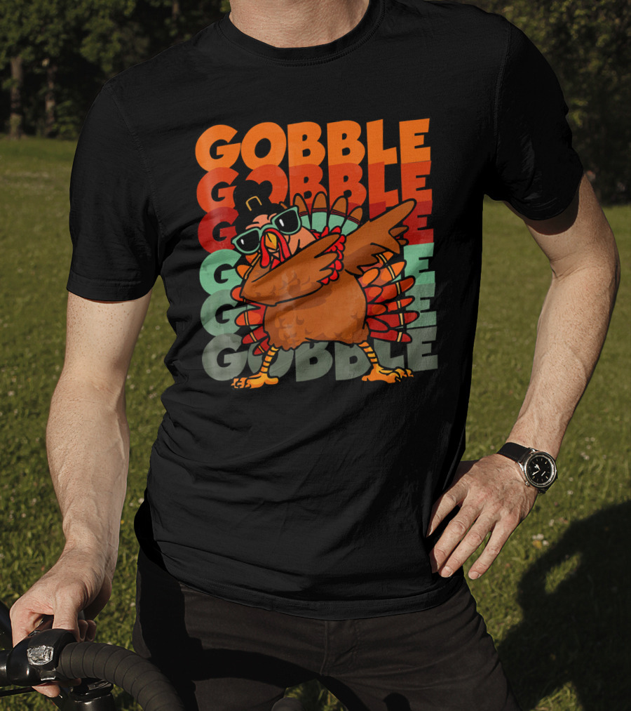 Gobble Gobble Dabbing Turkey With Sunglasses T-Shirt