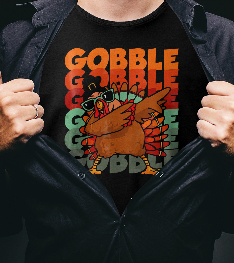 Gobble Gobble Dabbing Turkey With Sunglasses T-Shirt