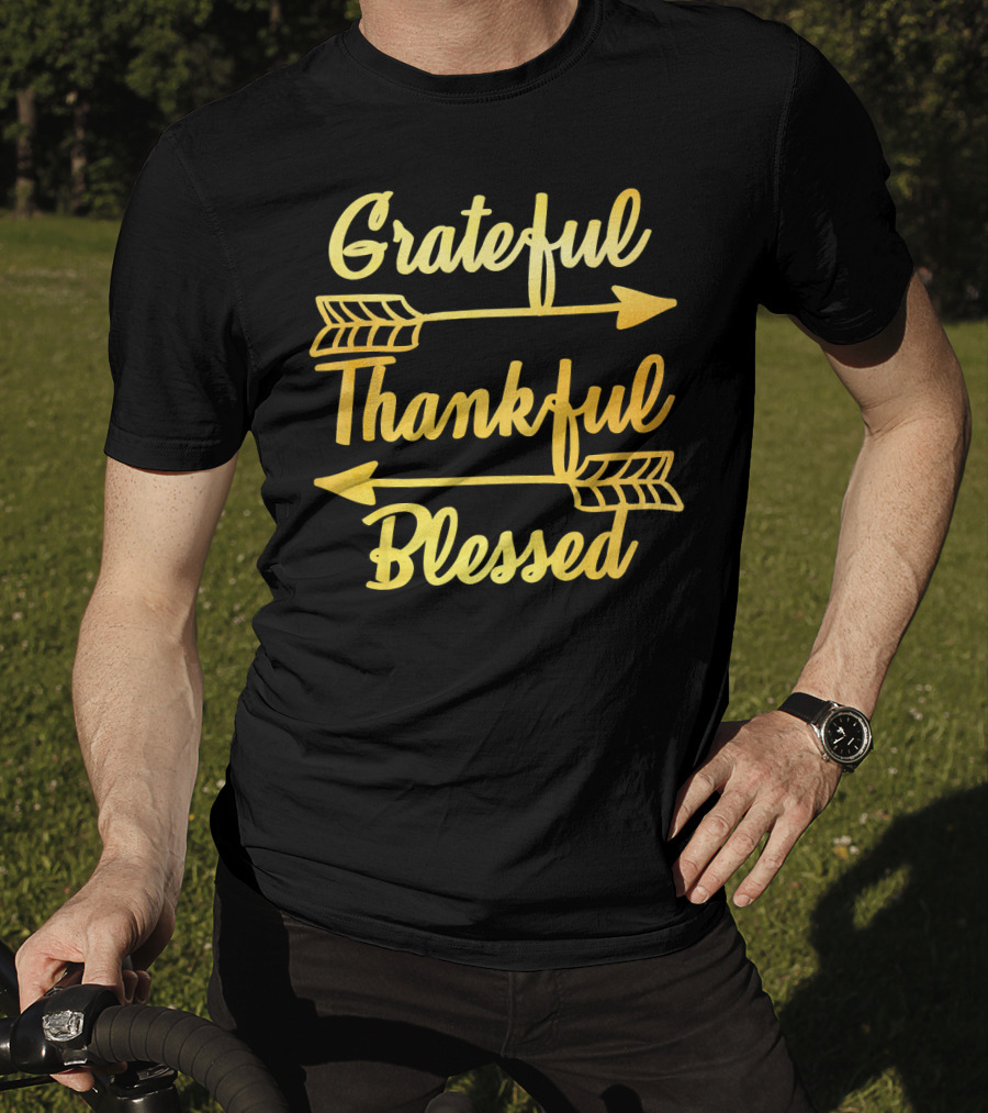 Grateful Thankful Blessed Arrows Typography T-Shirt