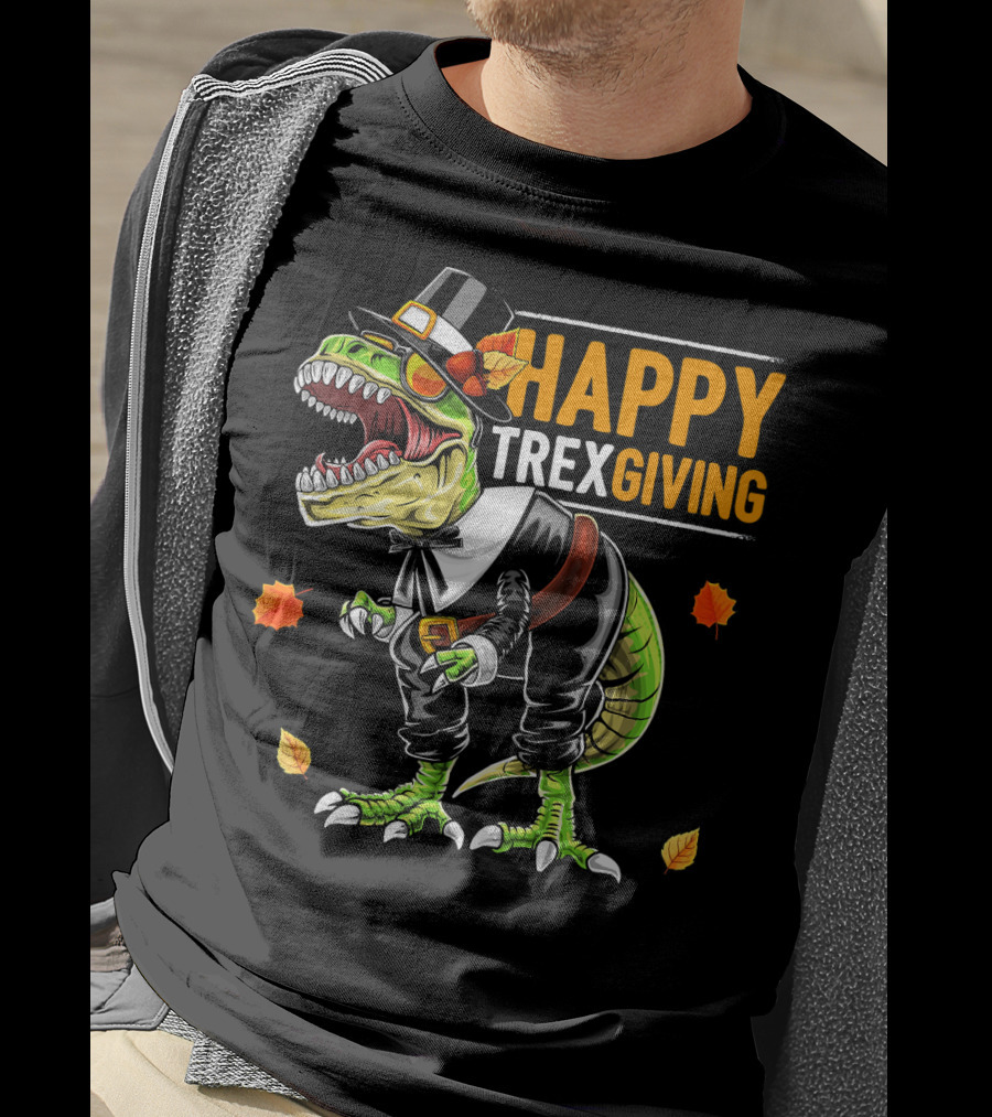 HAPPY TREXGIVING Dinosaur Pilgrim Thanksgiving T-Shirt