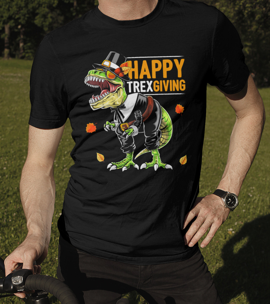 HAPPY TREXGIVING Dinosaur Pilgrim Thanksgiving T-Shirt
