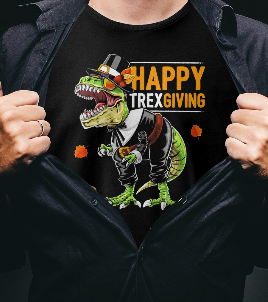 HAPPY TREXGIVING Dinosaur Pilgrim Thanksgiving T-Shirt