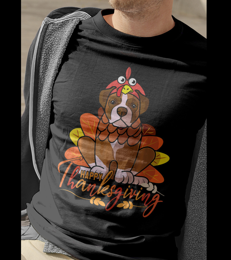 Happy Thanksgiving Boxer Dog Turkey Costume T-Shirt