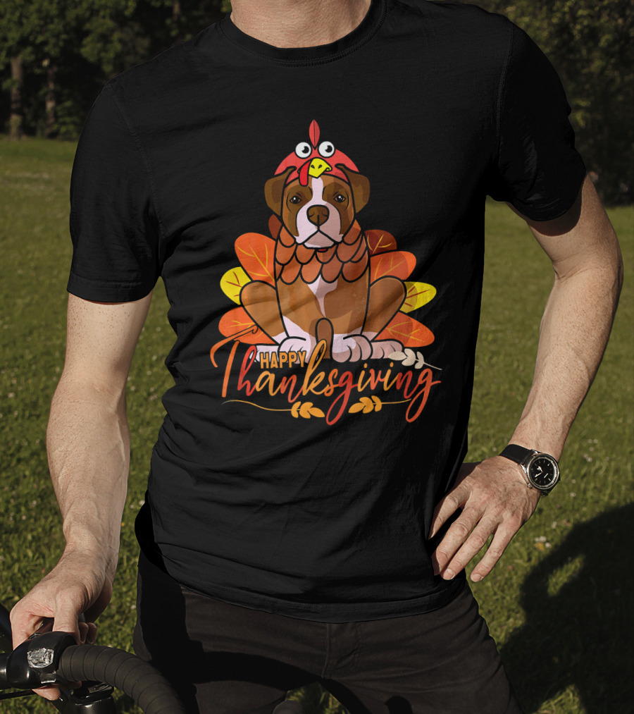 Happy Thanksgiving Boxer Dog Turkey Costume T-Shirt