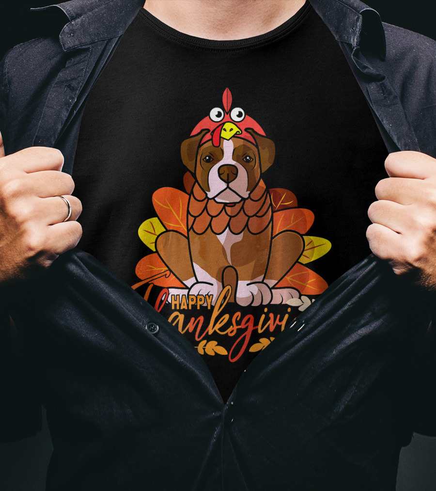 Happy Thanksgiving Boxer Dog Turkey Costume T-Shirt