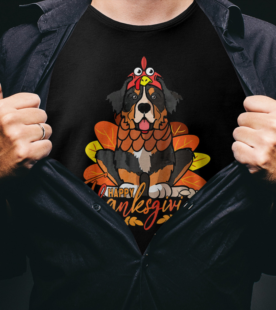 Happy Thanksgiving Funny Bernese Mountain Dog T-Shirt