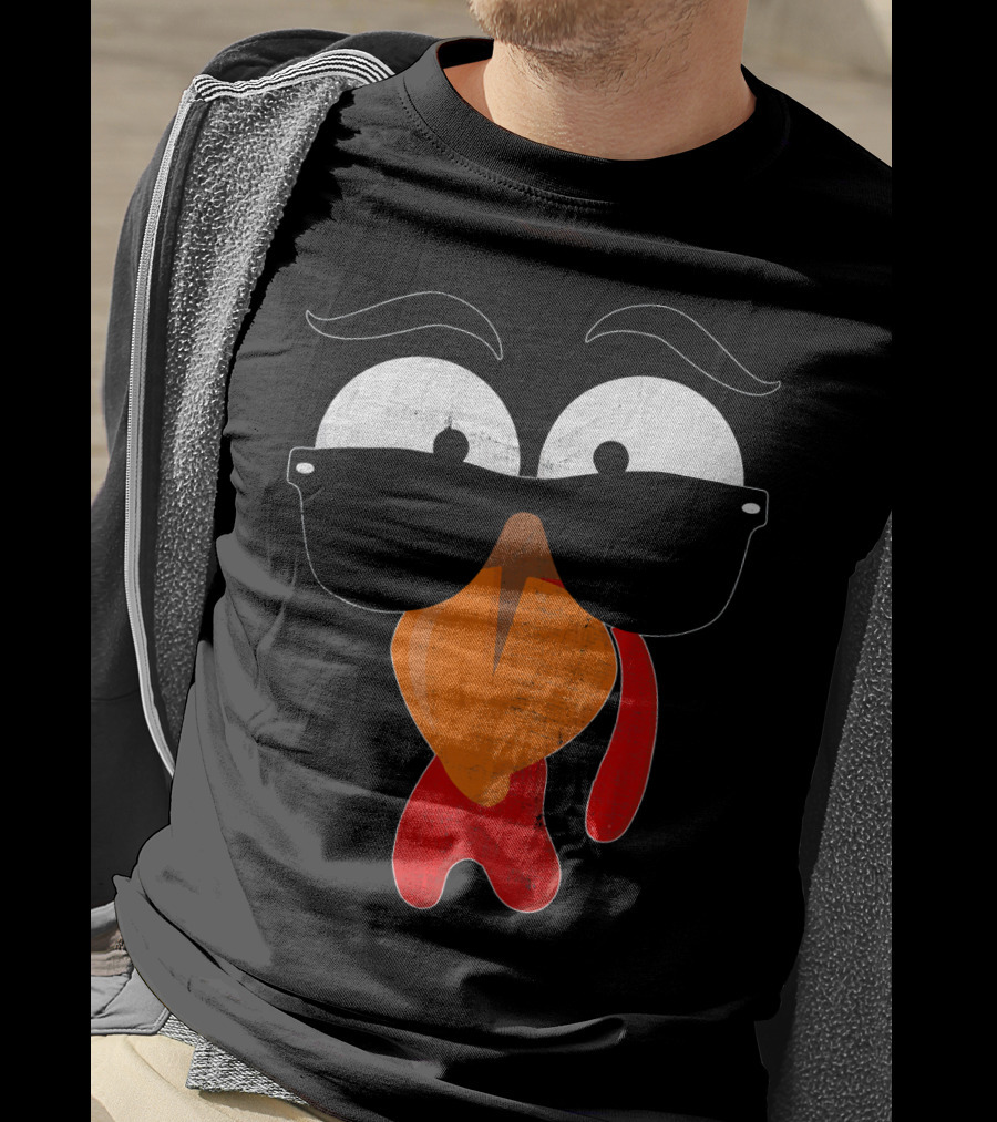 Funny Turkey Face Costume Thanksgiving Humor T-Shirt