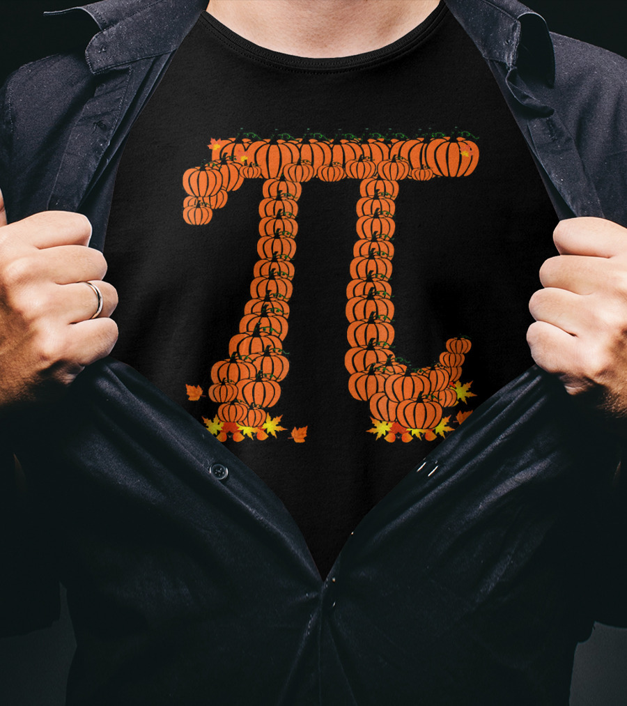Pumpkin Pi Autumn Pattern With Leaves T-Shirt