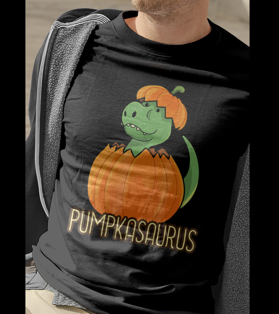 Pumpkasaurus Halloween Thanksgiving Dinosaur In Pumpkin T-Shirt