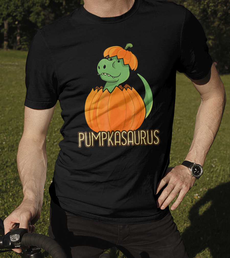 Pumpkasaurus Halloween Thanksgiving Dinosaur In Pumpkin T-Shirt