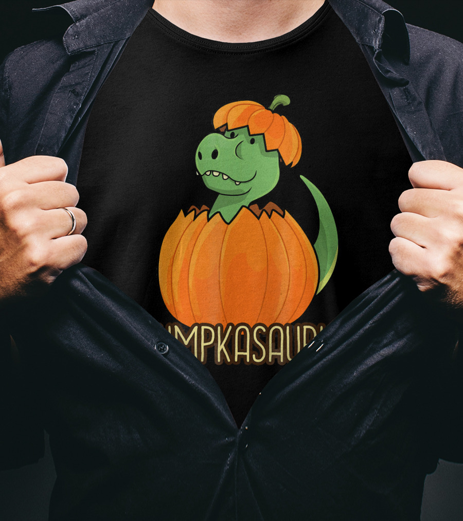 Pumpkasaurus Halloween Thanksgiving Dinosaur In Pumpkin T-Shirt