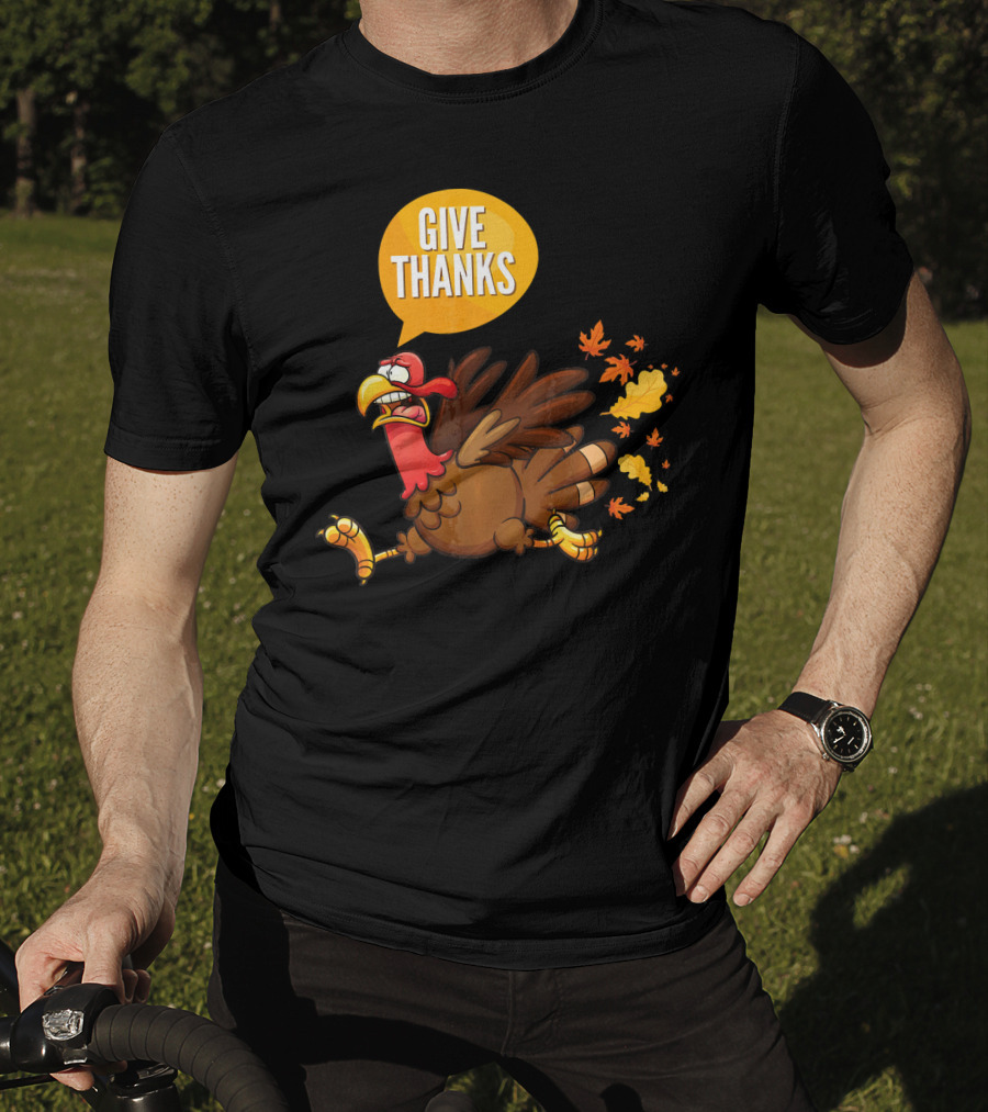 Give Thanks Thanksgiving Turkey Leaves T-Shirt