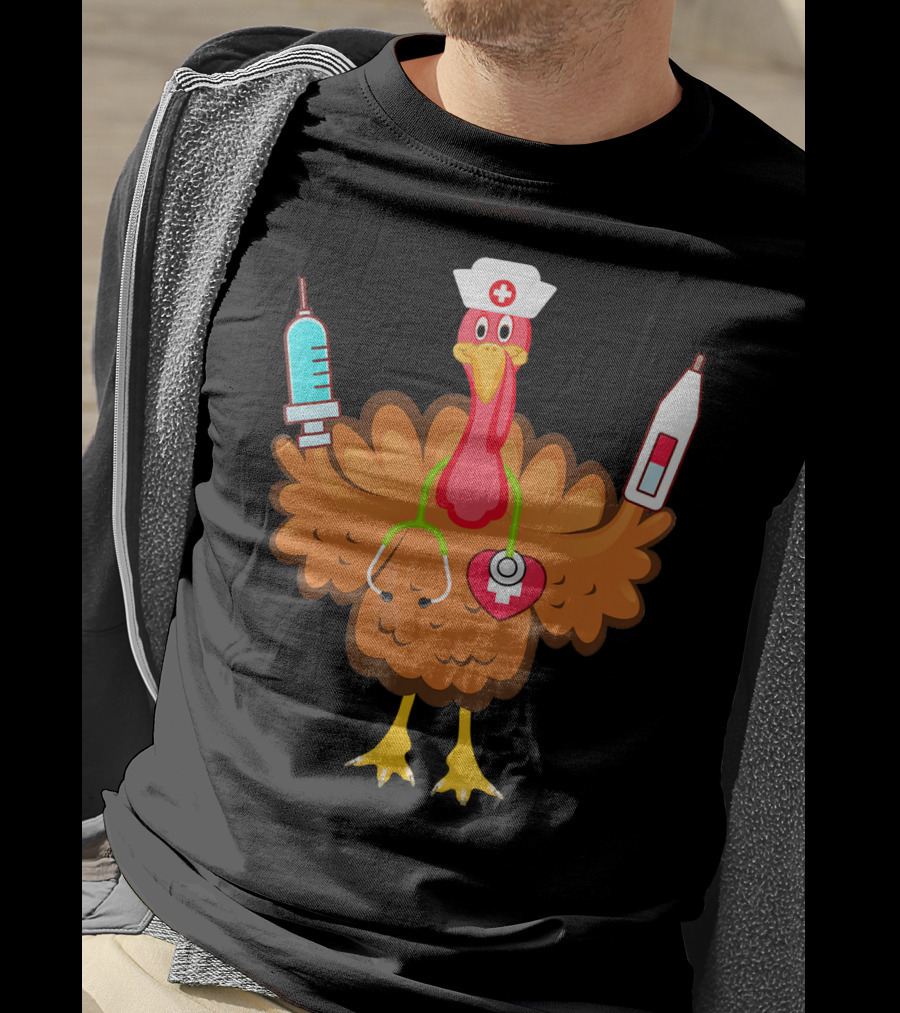 Nurse Turkey Stethoscope Syringe Nurse Hat Medical Humor T-Shirt
