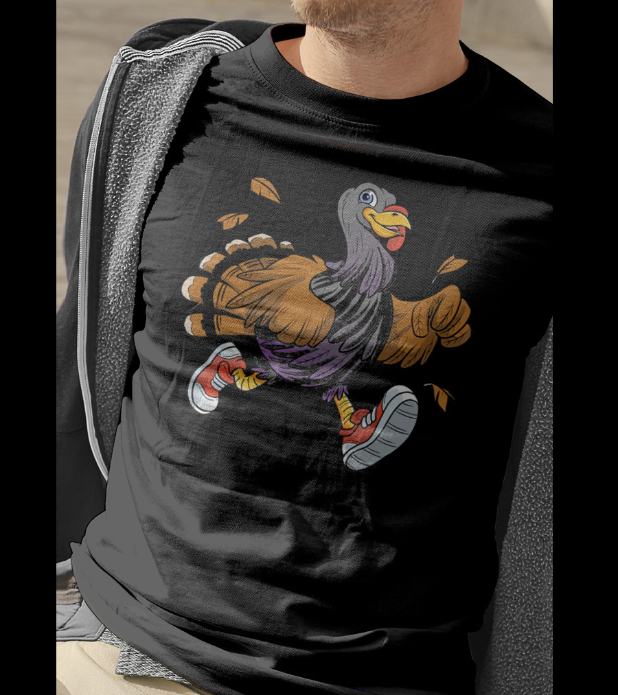 Thanksgiving Fun Running Turkey In Sneakers T-Shirt