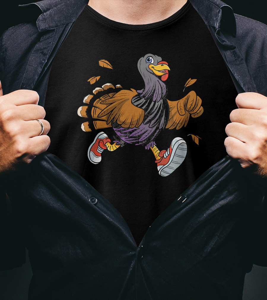 Thanksgiving Fun Running Turkey In Sneakers T-Shirt