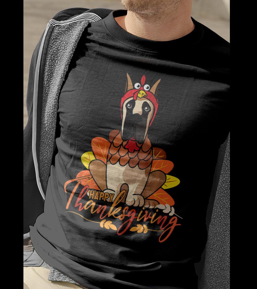 Happy Thanksgiving Funny Great Dane Turkey Costume T-Shirt