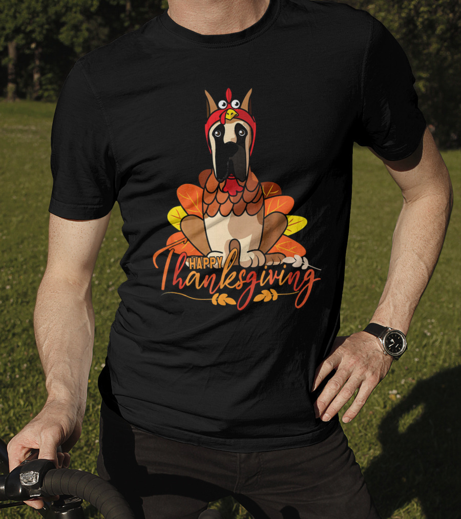 Happy Thanksgiving Funny Great Dane Turkey Costume T-Shirt