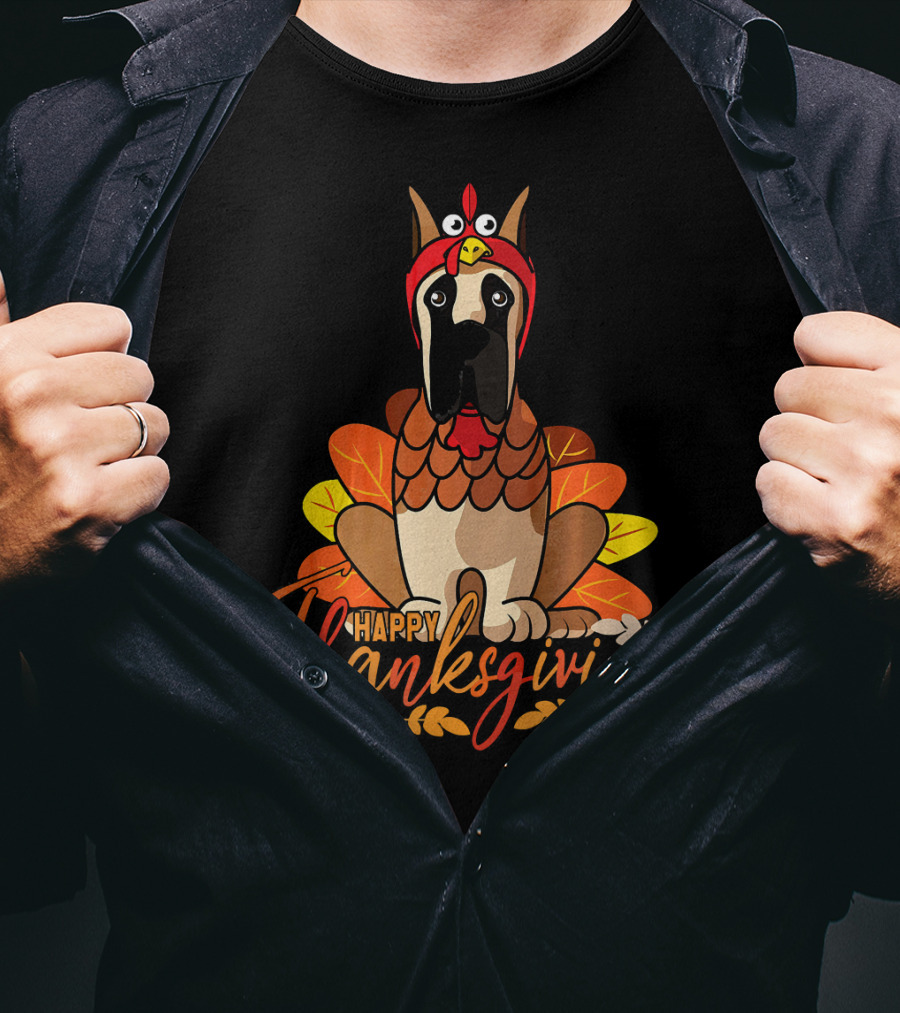 Happy Thanksgiving Funny Great Dane Turkey Costume T-Shirt
