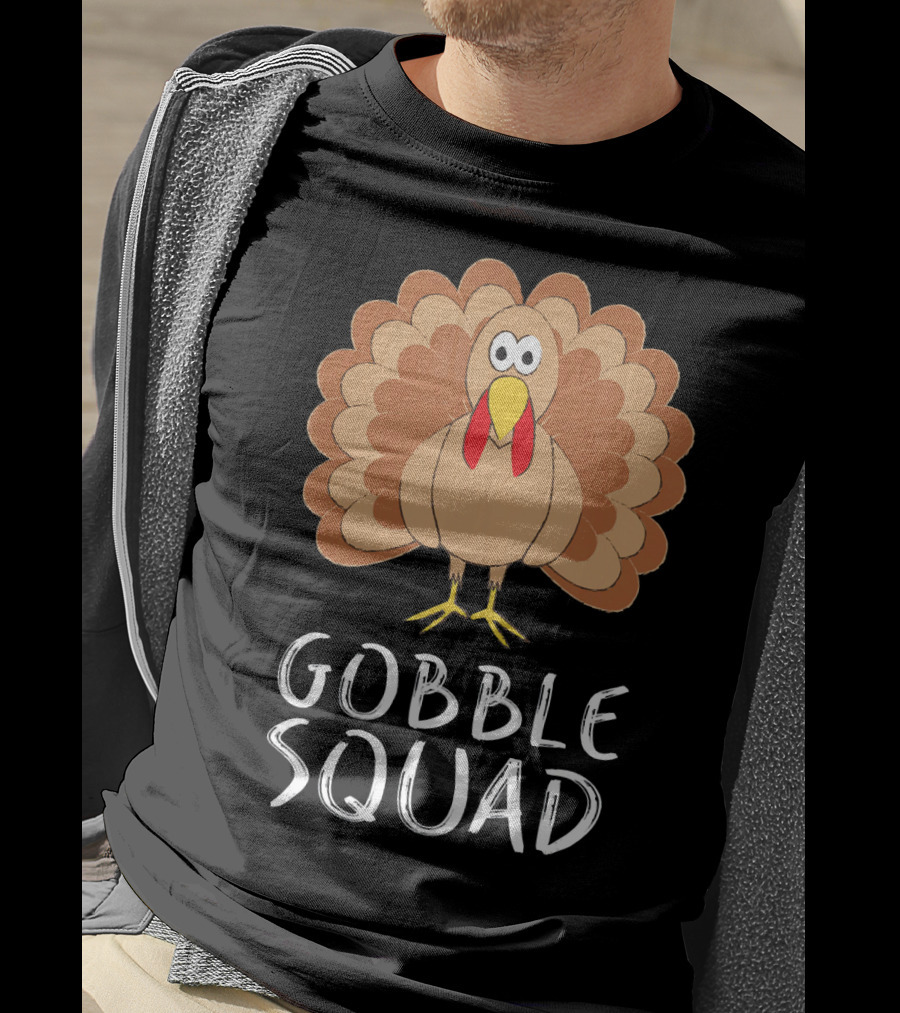 Gobble Squad Cute Turkey Trot Thankful Turkey T-Shirt