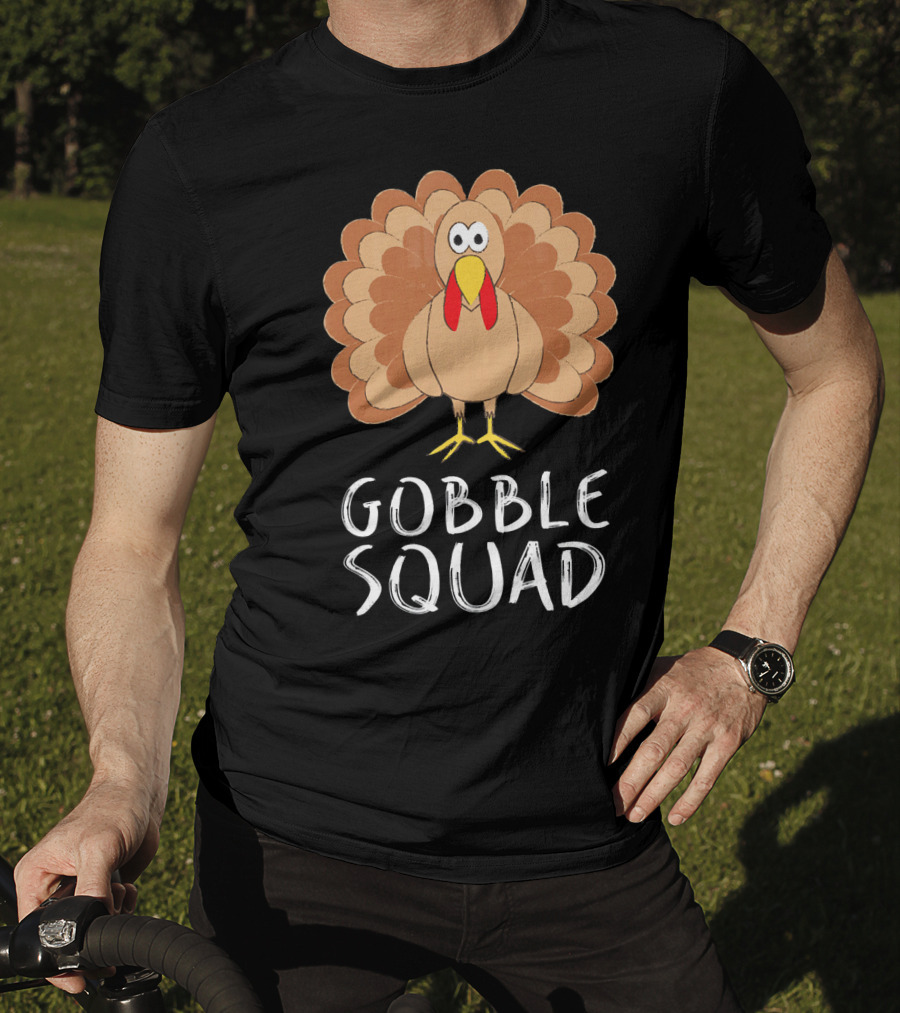 Gobble Squad Cute Turkey Trot Thankful Turkey T-Shirt