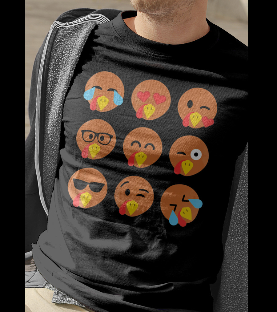 Turkey Emojis Crying Winking Heart Eyes Sunglasses Glasses Expressions T-Shirt