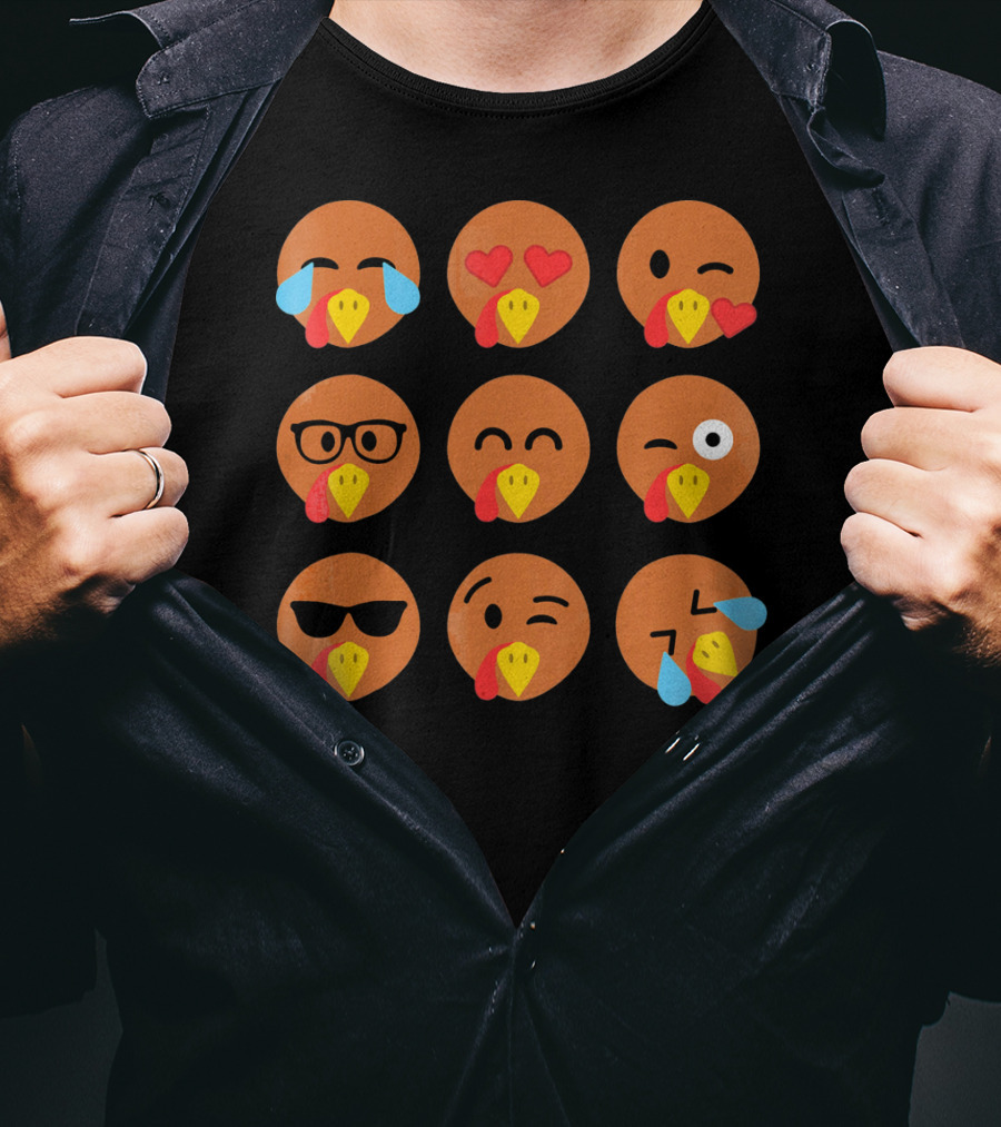 Turkey Emojis Crying Winking Heart Eyes Sunglasses Glasses Expressions T-Shirt