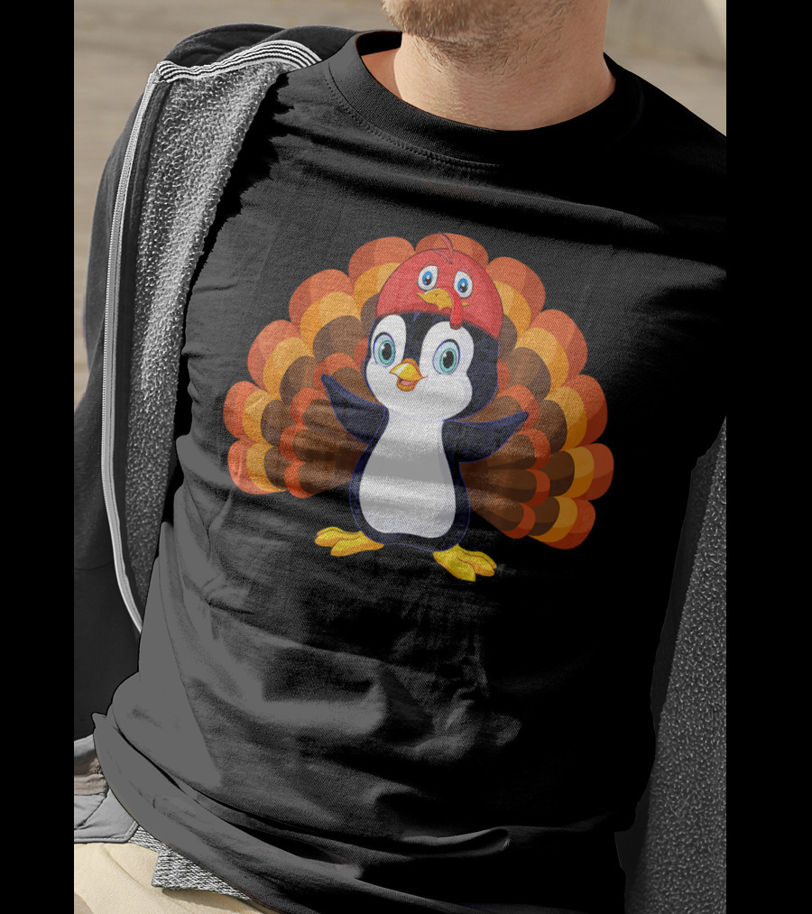 Turkey Penguin Thanksgiving Hybrid Character T-Shirt