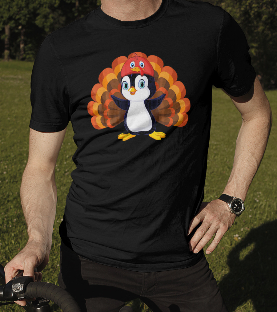 Turkey Penguin Thanksgiving Hybrid Character T-Shirt