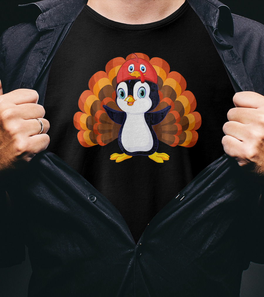 Turkey Penguin Thanksgiving Hybrid Character T-Shirt
