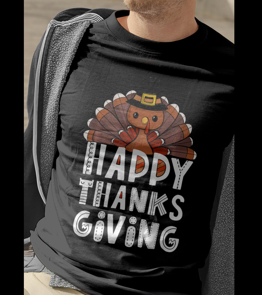 Happy Thanksgiving Funny Turkey Day With Pilgrim Hat T-Shirt