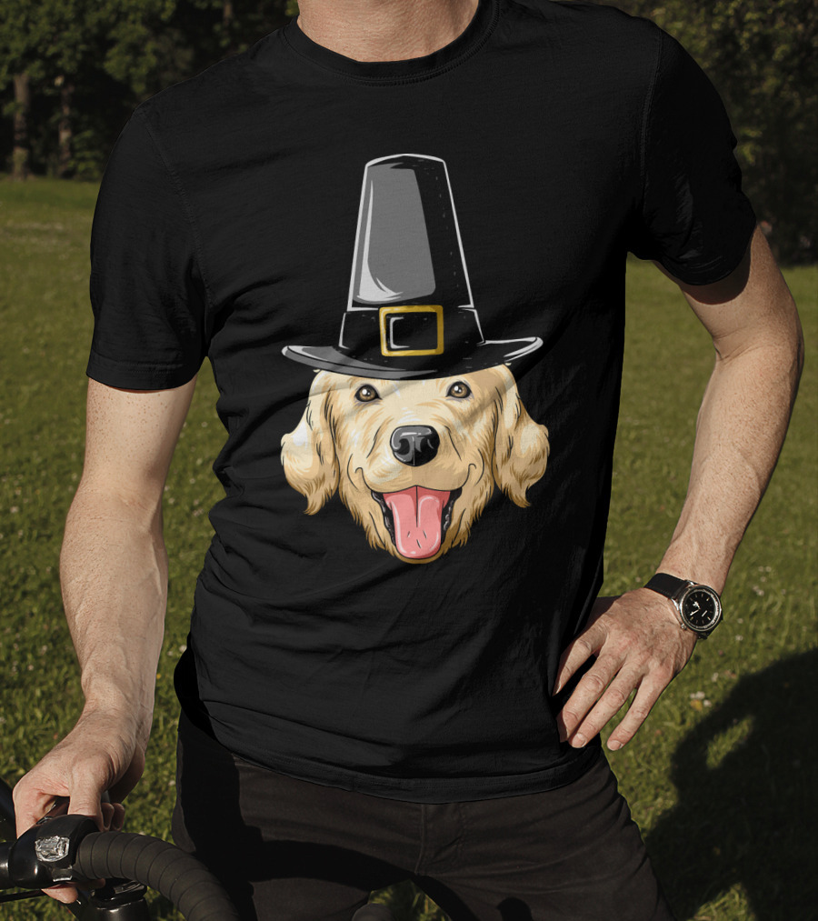 Golden Retriever Thanksgiving Pilgrim Hat T-Shirt