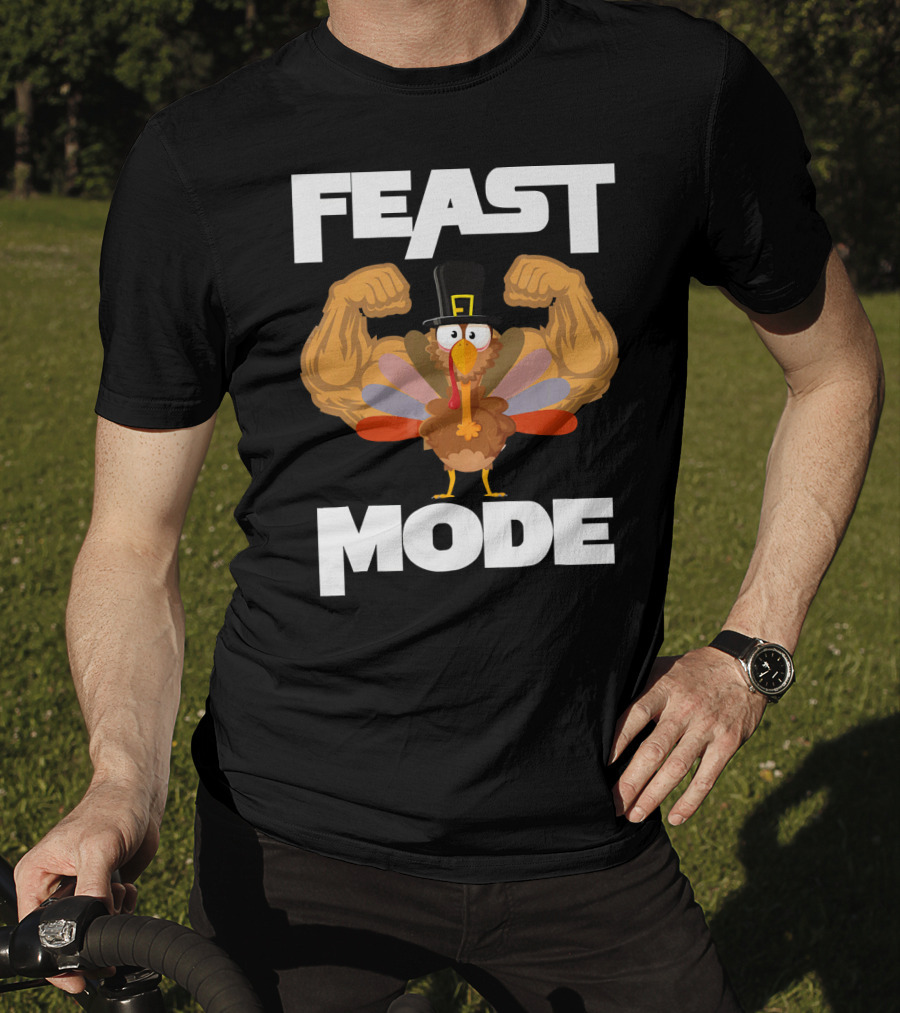 Feast Mode Funny Muscle Turkey Thanksgiving T-Shirt