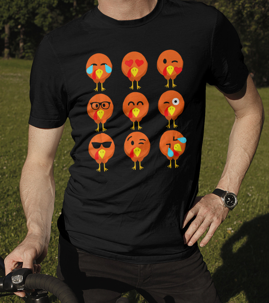 Thanksgiving Turkey Face Emojis With Funny Expressions T-Shirt