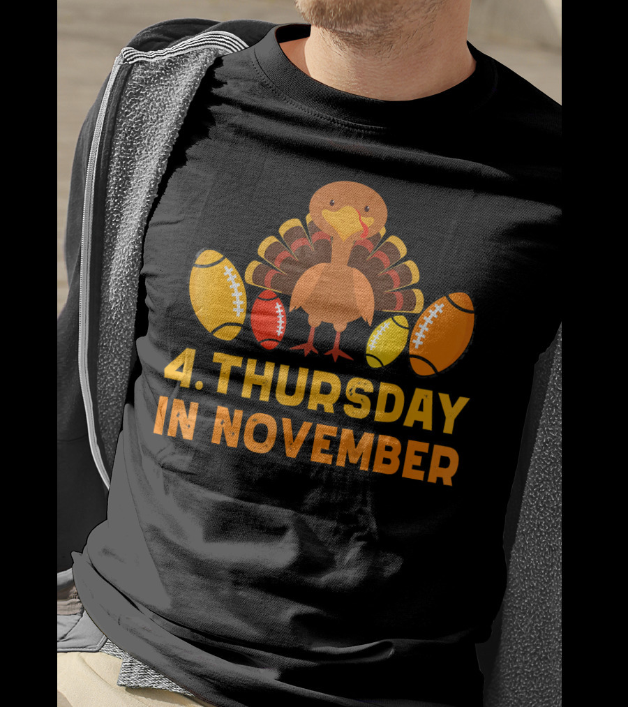 4 Thursday In November Funny Turkey Football T-Shirt