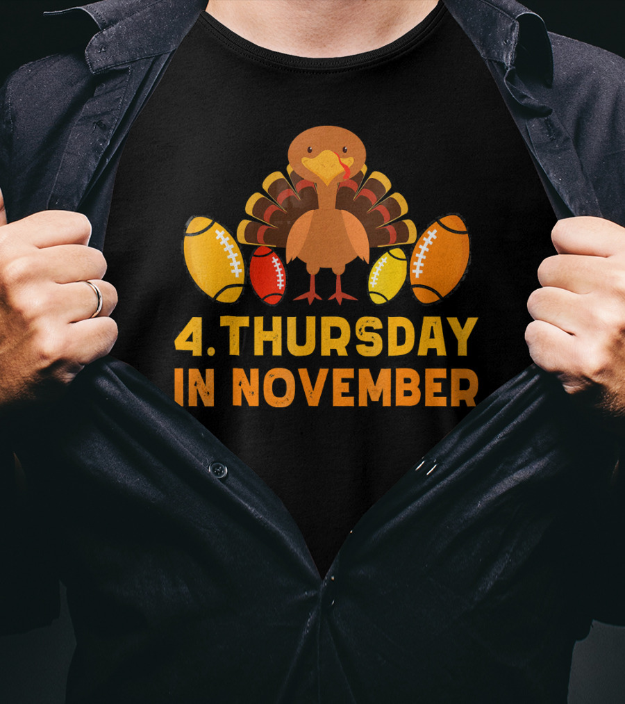 4 Thursday In November Funny Turkey Football T-Shirt