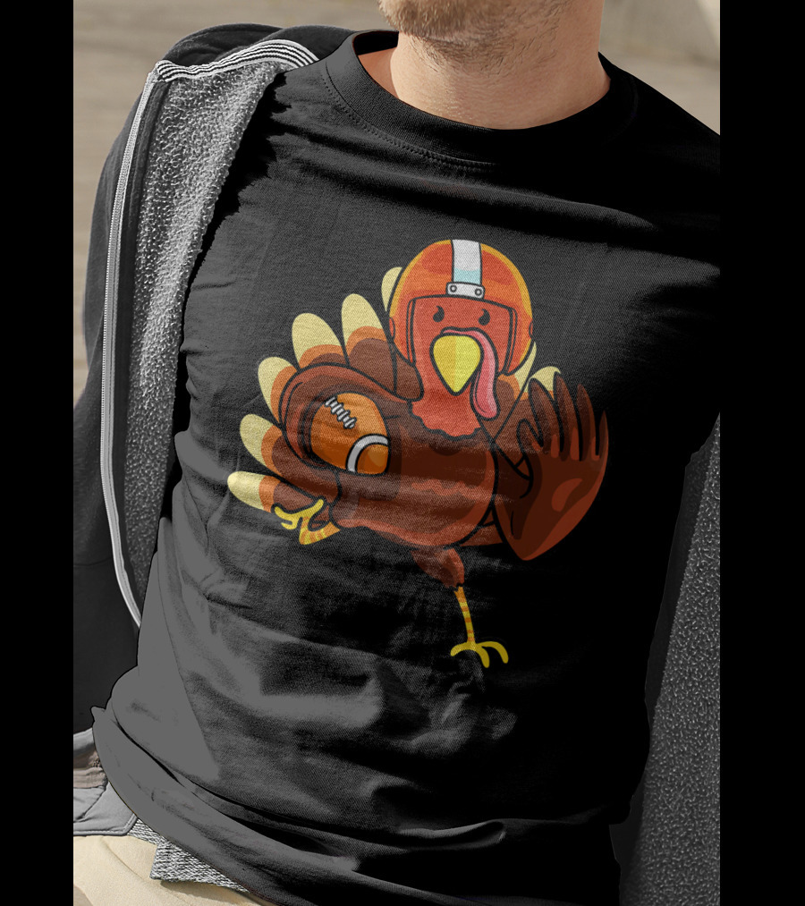 Thanksgiving Turkey In Football Gear Cute Football T-Shirt