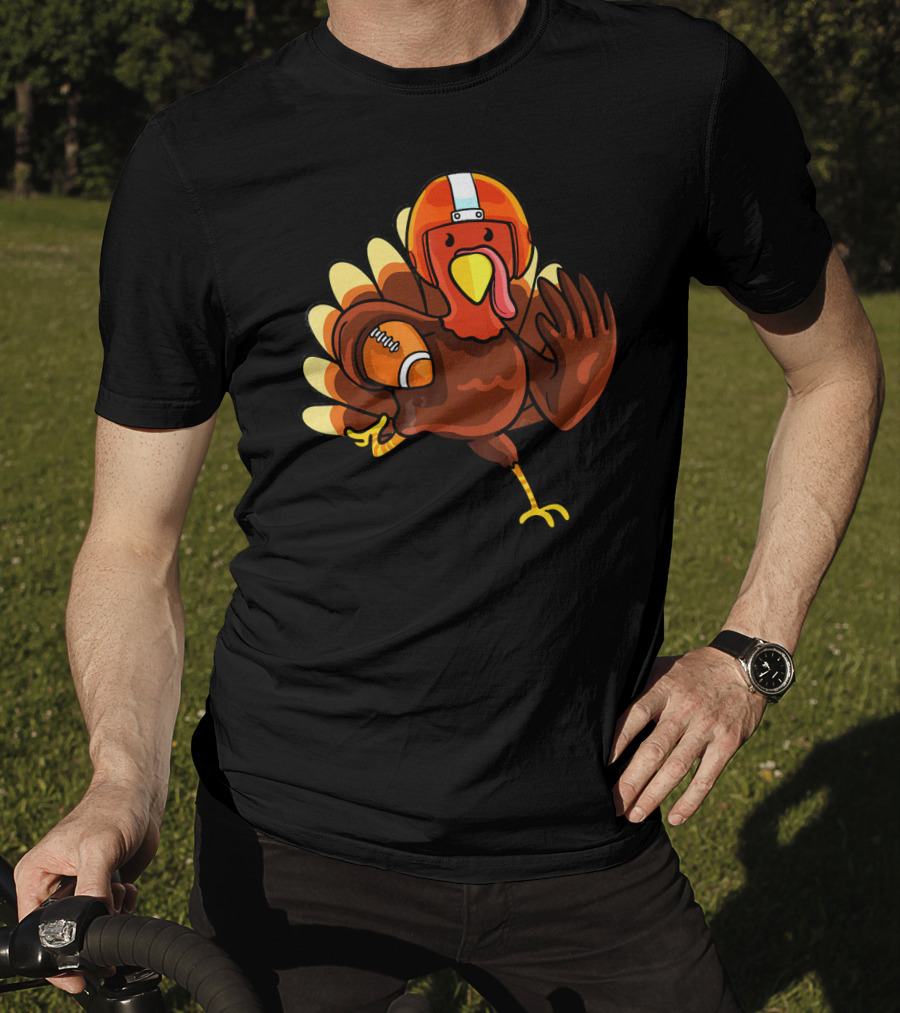 Thanksgiving Turkey In Football Gear Cute Football T-Shirt
