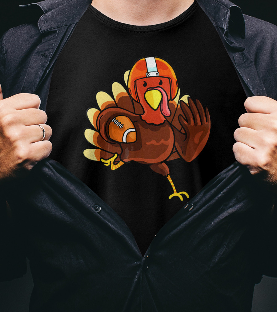 Thanksgiving Turkey In Football Gear Cute Football T-Shirt