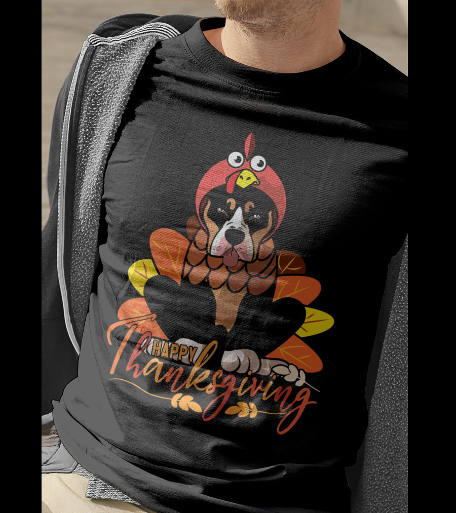 Happy Thanksgiving Funny Pitbull Dog Mom Turkey T-Shirt