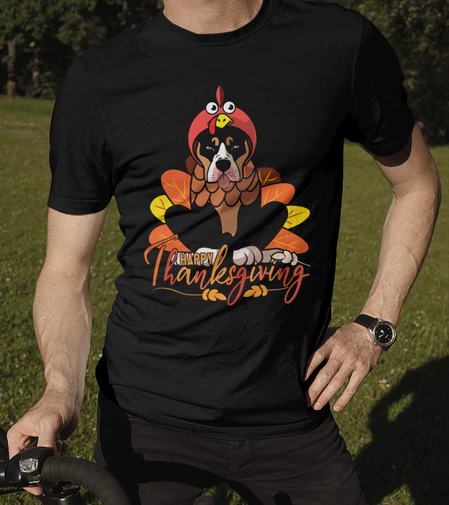 Happy Thanksgiving Funny Pitbull Dog Mom Turkey T-Shirt
