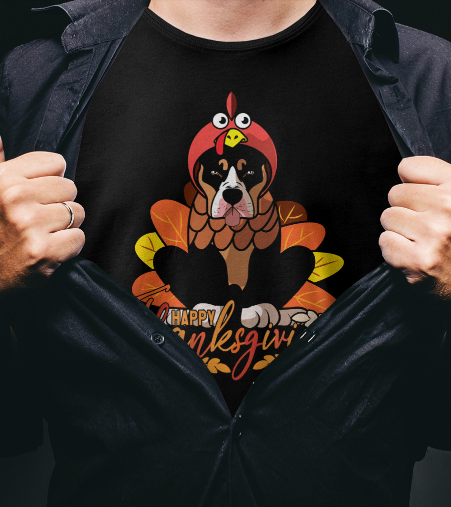 Happy Thanksgiving Funny Pitbull Dog Mom Turkey T-Shirt