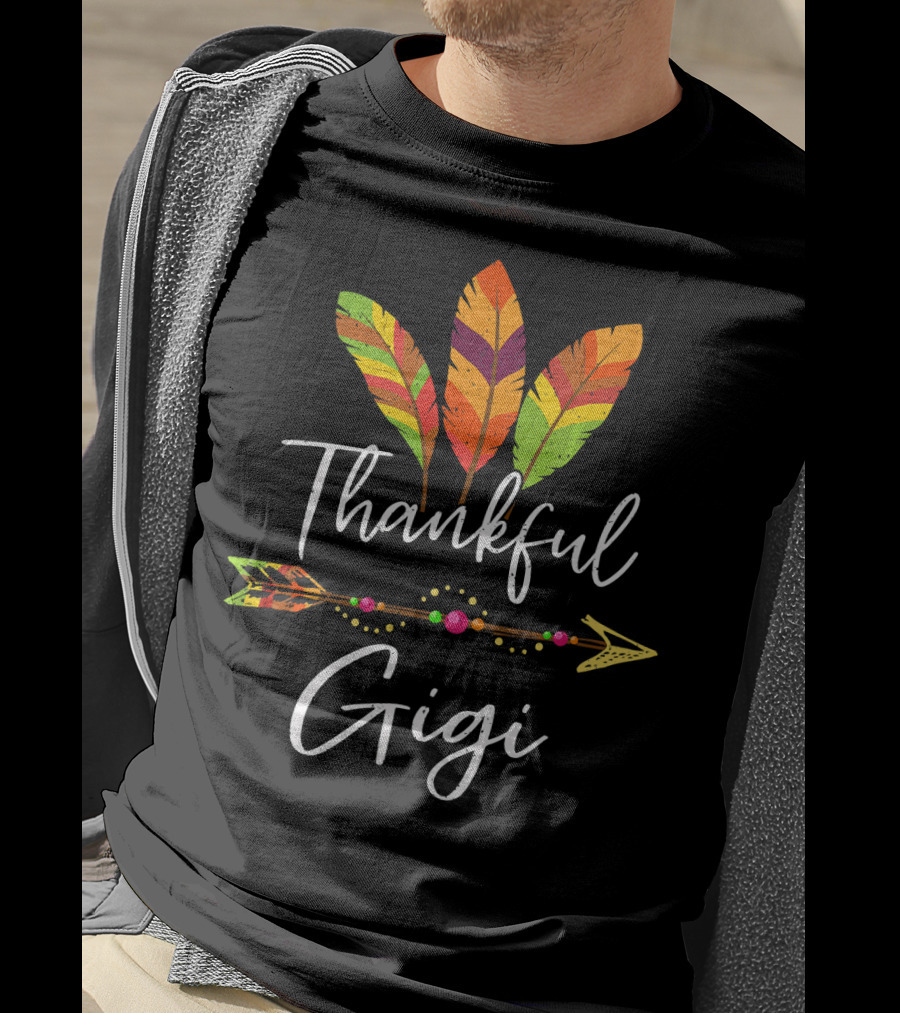 Thankful Gigi Colorful Feather And Arrow T-Shirt