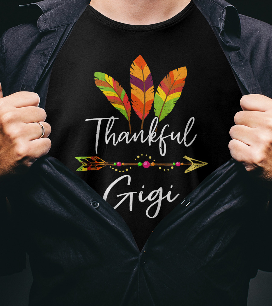 Thankful Gigi Colorful Feather And Arrow T-Shirt