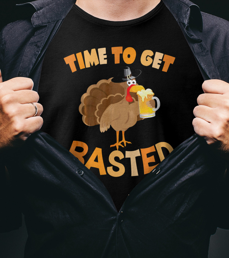 Time To Get Basted Turkey With Beer Mug T-Shirt