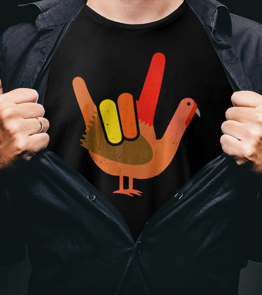 Thanksgiving Turkey American Sign Language Humor T-Shirt