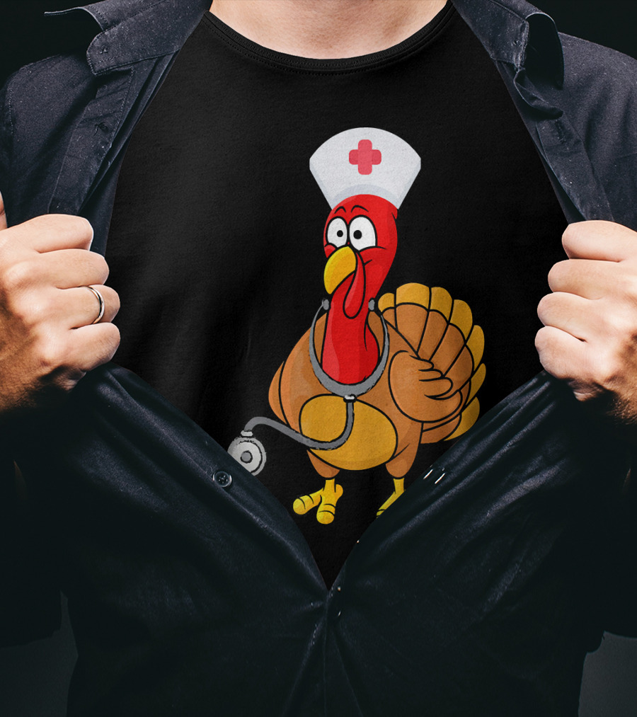 Funny Nurse Turkey For Nurses Thanksgiving T-Shirt
